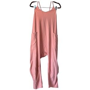 Free People FP Movement Hot Shot Onesie Peach Pink Harem Jumpsuit S